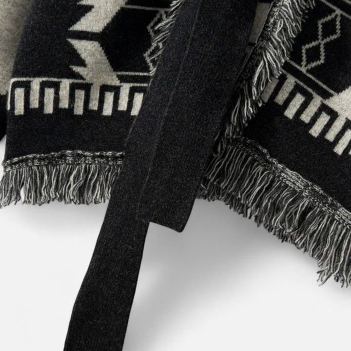 Luxurious Cashmere Jacquard Cardigan with Tassels for Women
