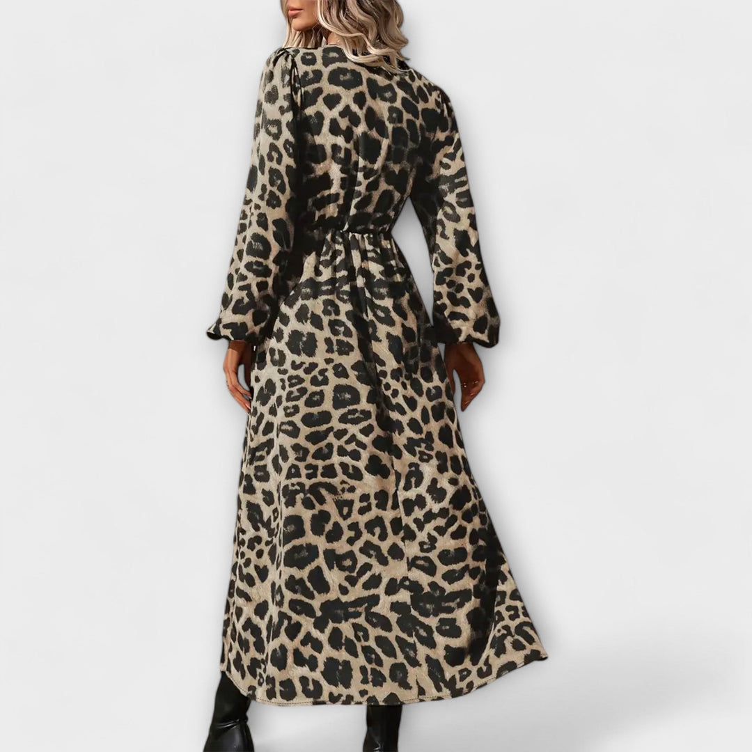 Elegant Women's Dress with Leopard Print - Stylish Spring Fashion