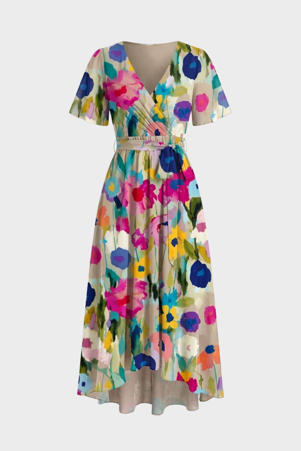 Elegant Printed Women's Wrap Dress