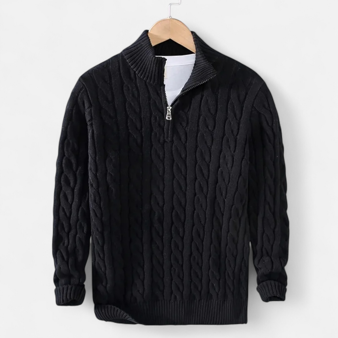 Men's Thick Turtleneck Pullover Sweater with Zipper
