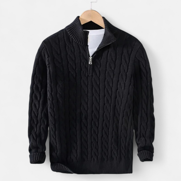 Men's Thick Turtleneck Pullover Sweater with Zipper