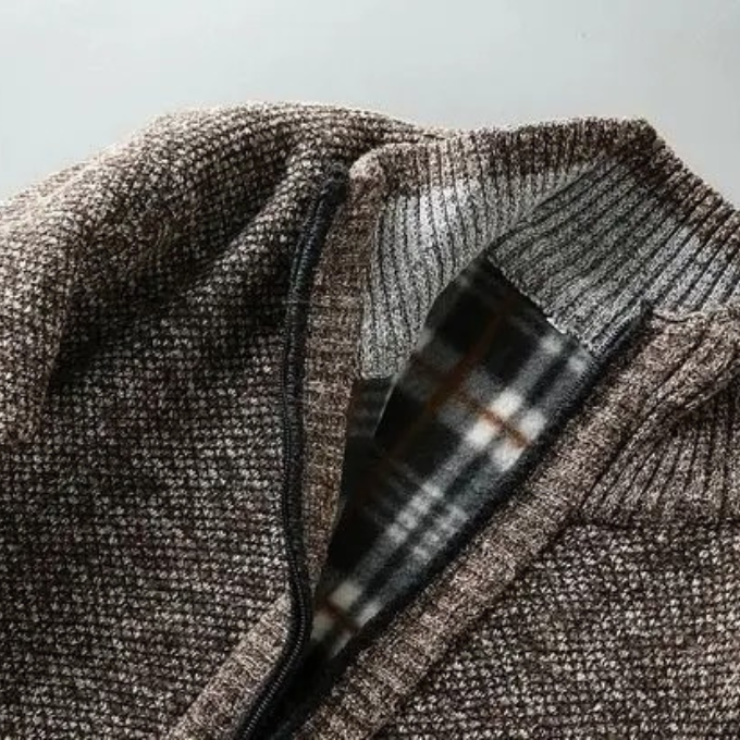 Men's Plaid Knit Jacket with Lining
