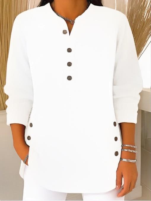 Elegant Women's Knit Sweater with Button Placket - Soft and Feminine