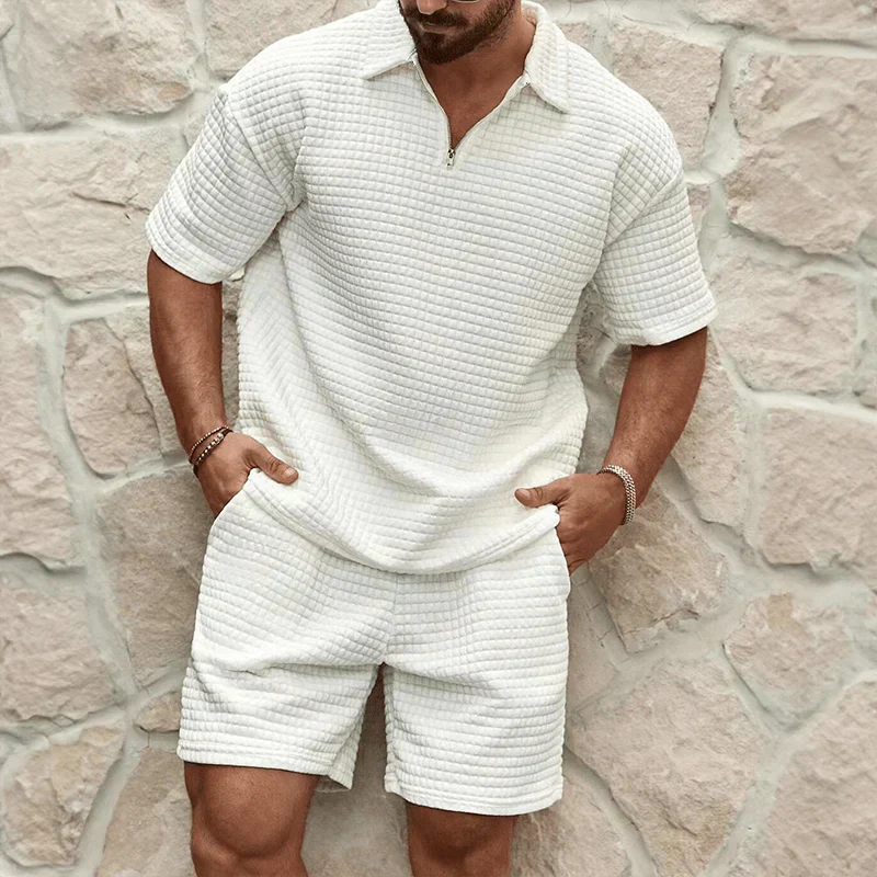 Breathable Waffle Knit Men's Summer Co-Ord Set