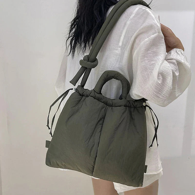 Adeline | Women's Quilted Puffer Handbag - Beige - Image 2