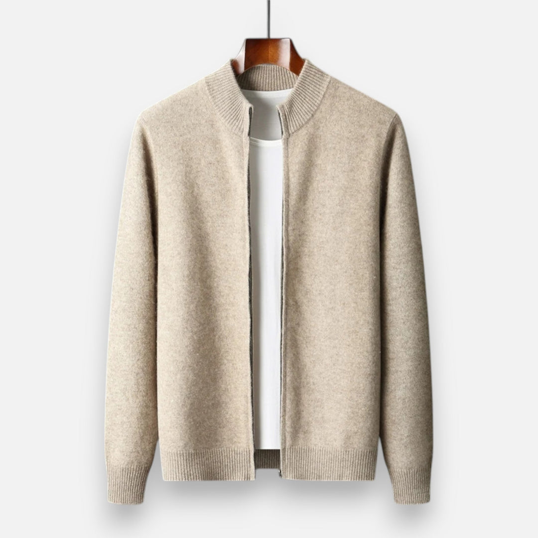 Warm Merino Wool Zip-Up Men's Cardigan