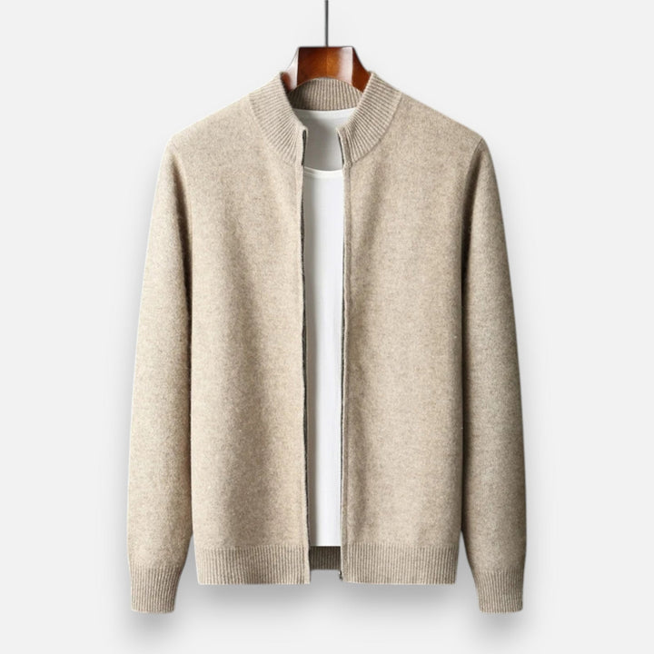 Warm Merino Wool Zip-Up Men's Cardigan