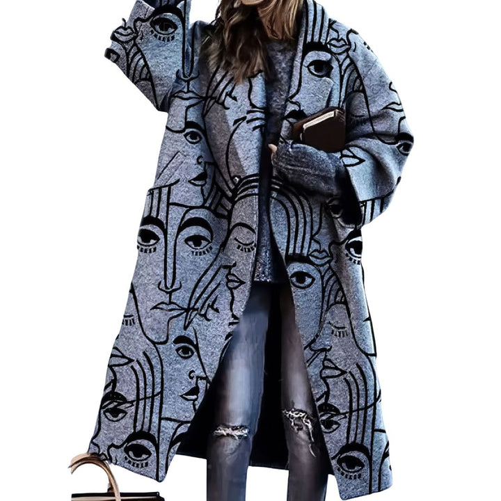 Elegant Oversized Women's Coat with Artistic Patterns