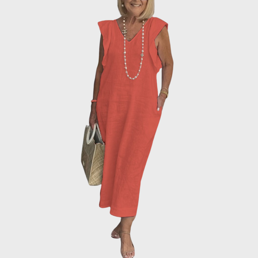 Sleeveless Casual Women's Maxi Dress with Pockets