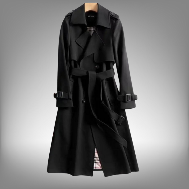 Classic Women's Trench Coat - Elegant Transitional Jacket with Belt
