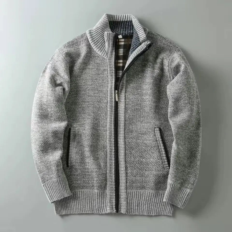 Men's Plaid Knit Jacket with Lining