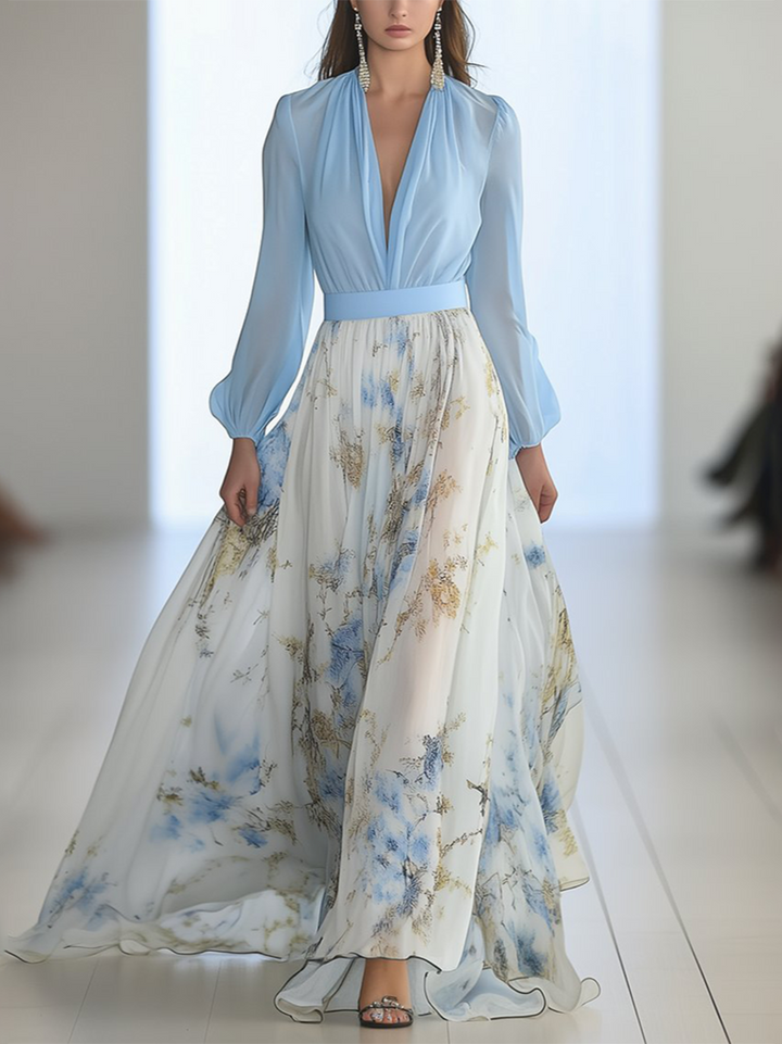 Elegant Floral Women's Wedding Guest Maxi Dress