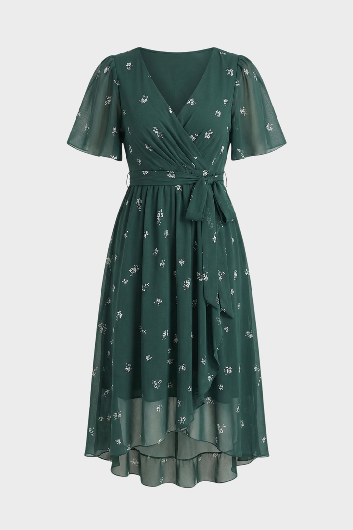 Elegant Printed Women's Wrap Dress