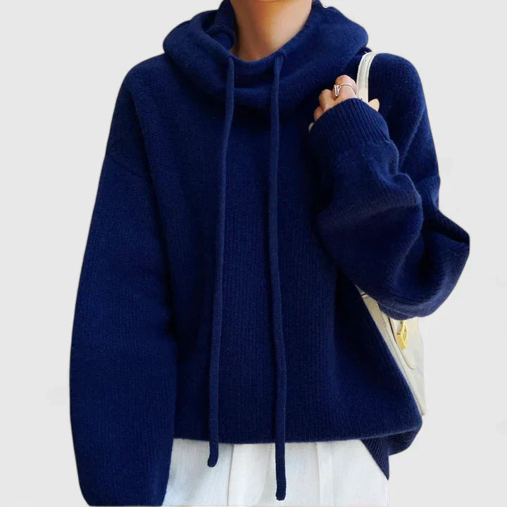 Cozy Women's Knit Hoodie - Soft Pullover for Relaxed Comfort