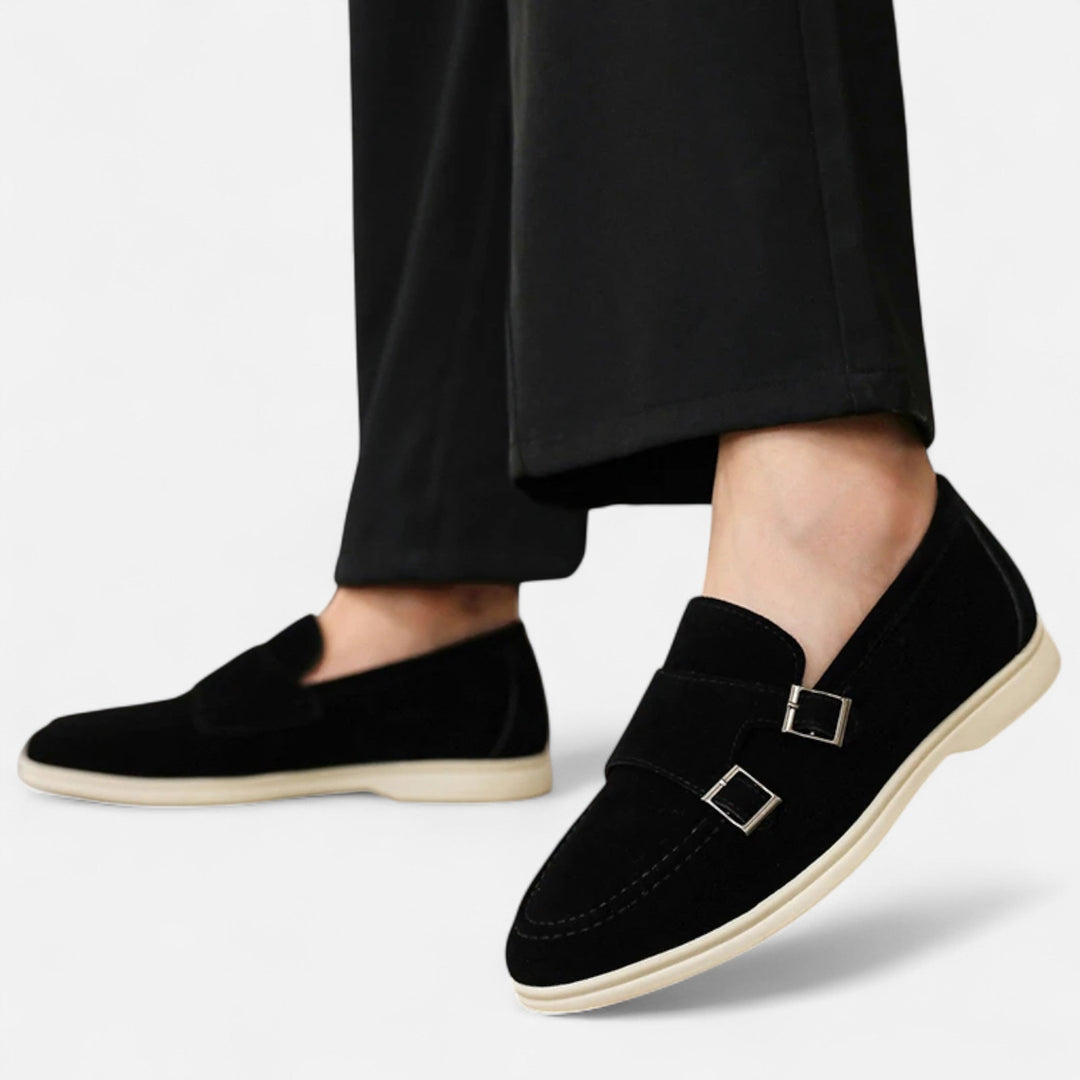 Elegant Suede Men's Monk-Strap Loafer - Slip-On Comfort