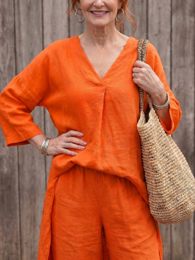 Comfortable Casual Women's Tunic Top & Wide Leg Pant Set