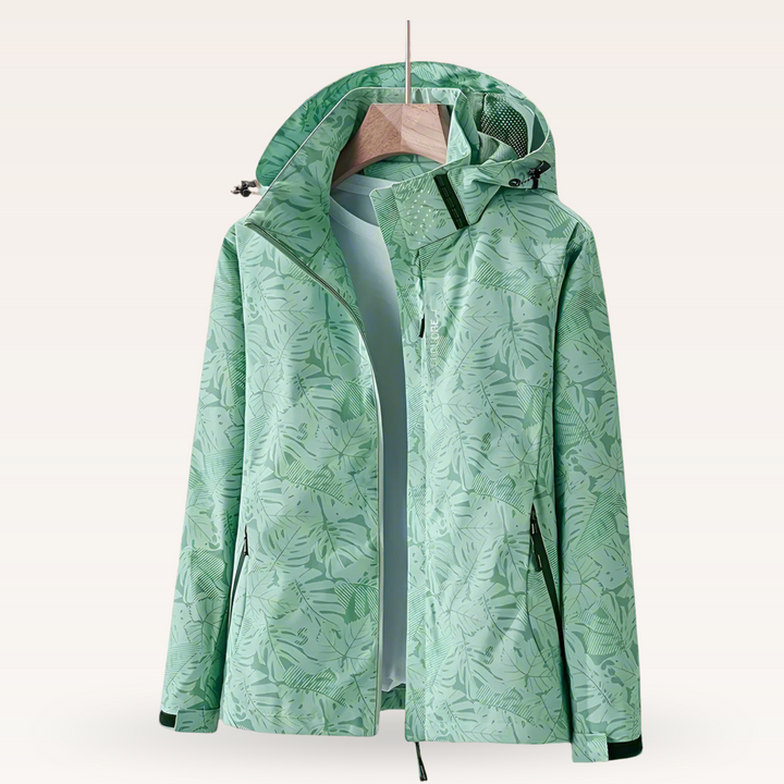 Waterproof Women's Summer Jacket with Leaf Print - Lightweight and Breathable