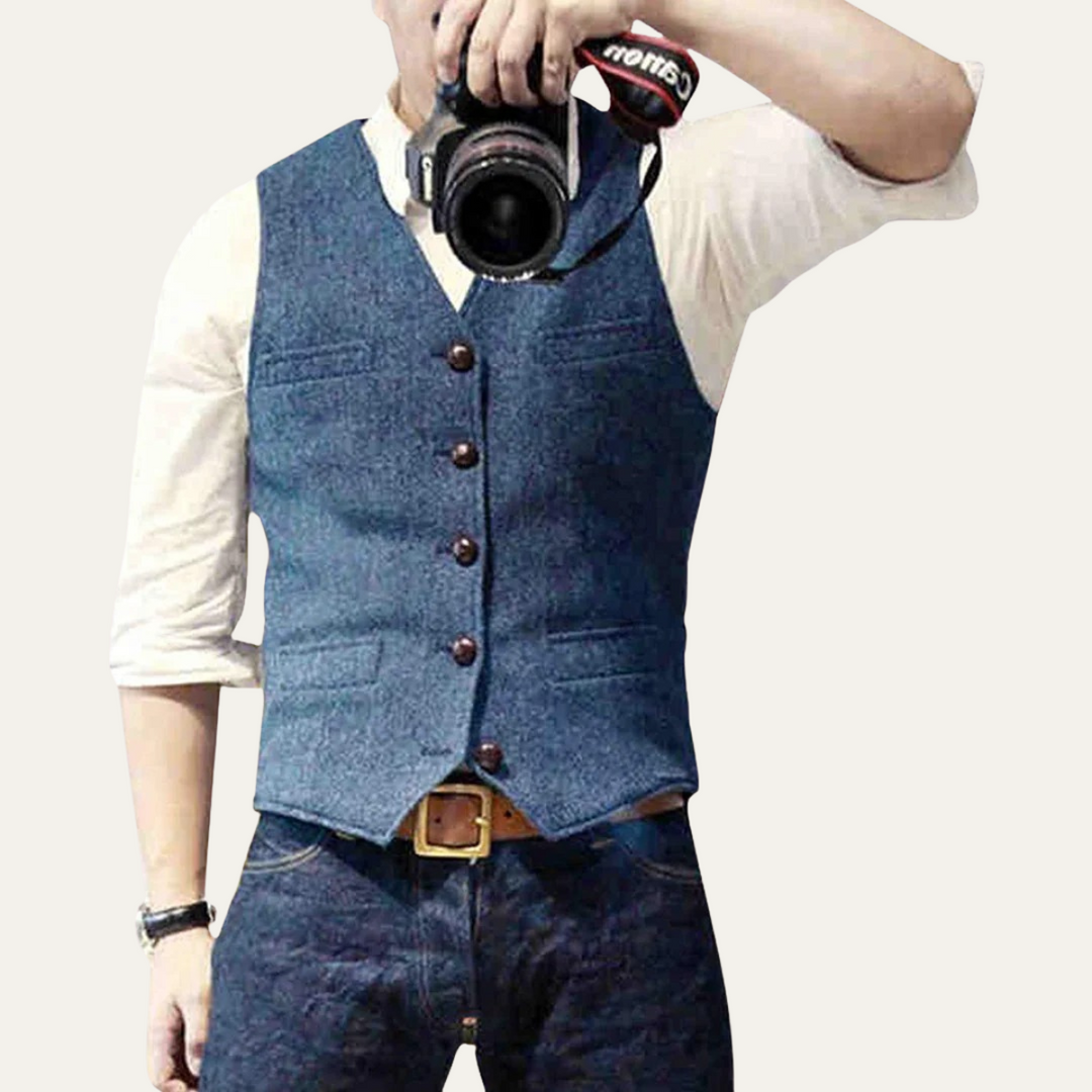 Elegant Vintage Men's Button-Up Vest