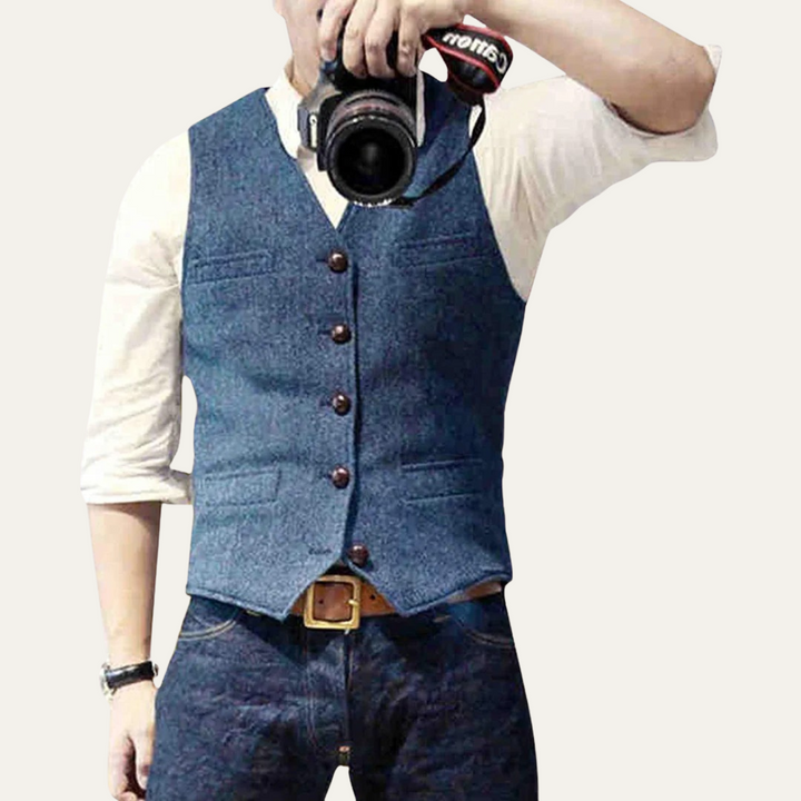 Elegant Vintage Men's Button-Up Vest