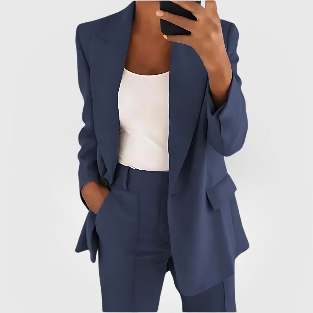 Elegant Women's Blazer Suit Set with Blazer and Pants