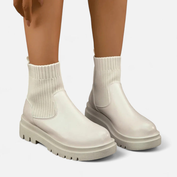 Elegant Women's Block Heel Ankle Boots - Slip-On Design