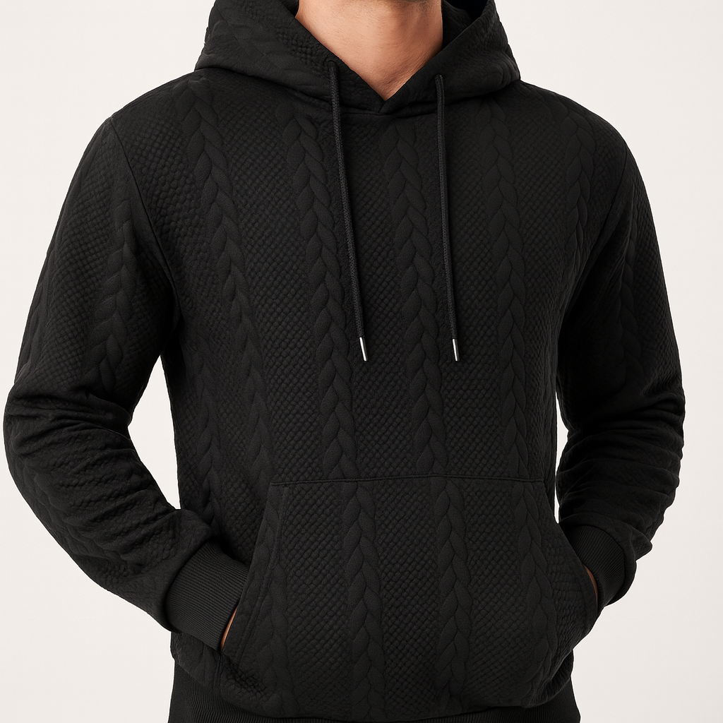 Men's Knit Hoodie Pullover - Soft Texture and Comfort for Everyday Wear
