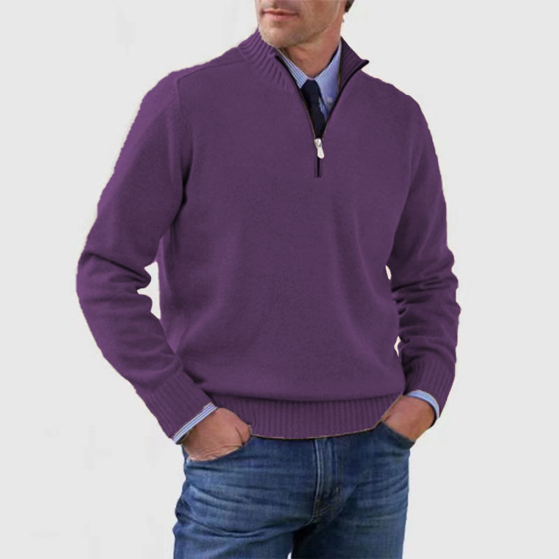Warm Men's Pullover with Zipper