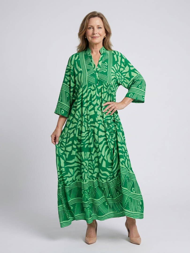 Elegant Breathable Women's Button Front Midi Dress