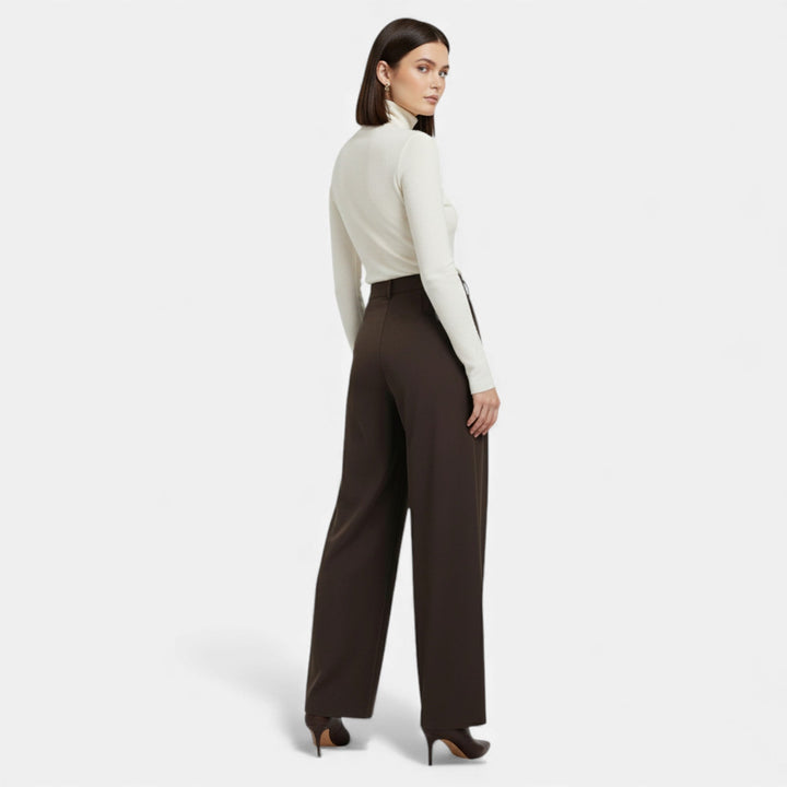 Elegant Jacquard Pleated Women's Wide-Leg Pants