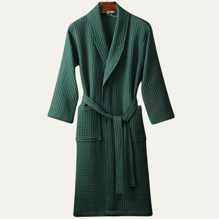 Lightweight Cotton Waffle Men's Spa Bathrobe with Belt