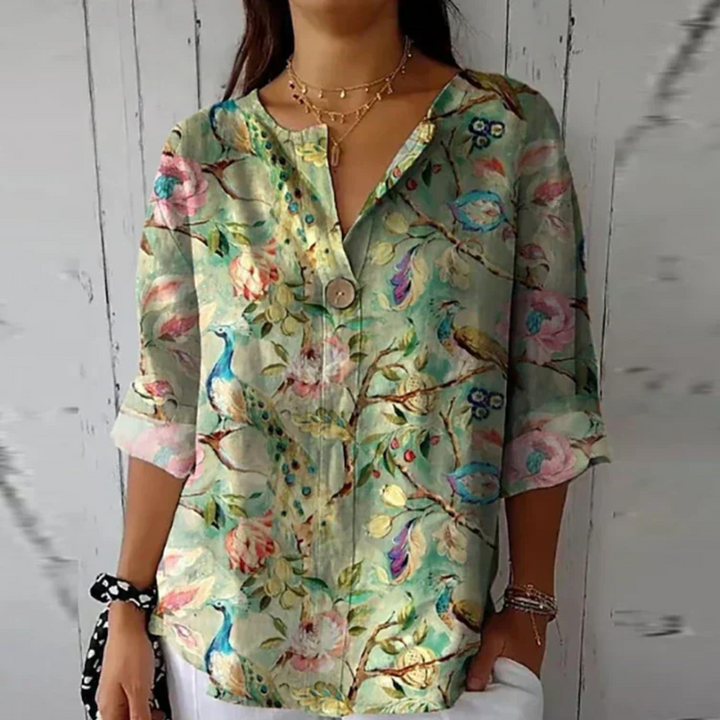 Elegant Floral Print Women's Blouse