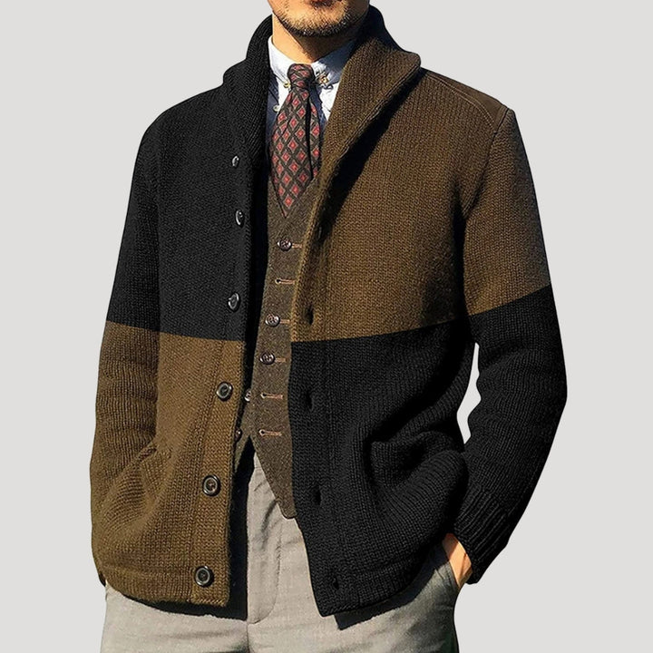 Men's Wool Cardigan with Shawl Collar - Elegant Coatigan Winter Jacket