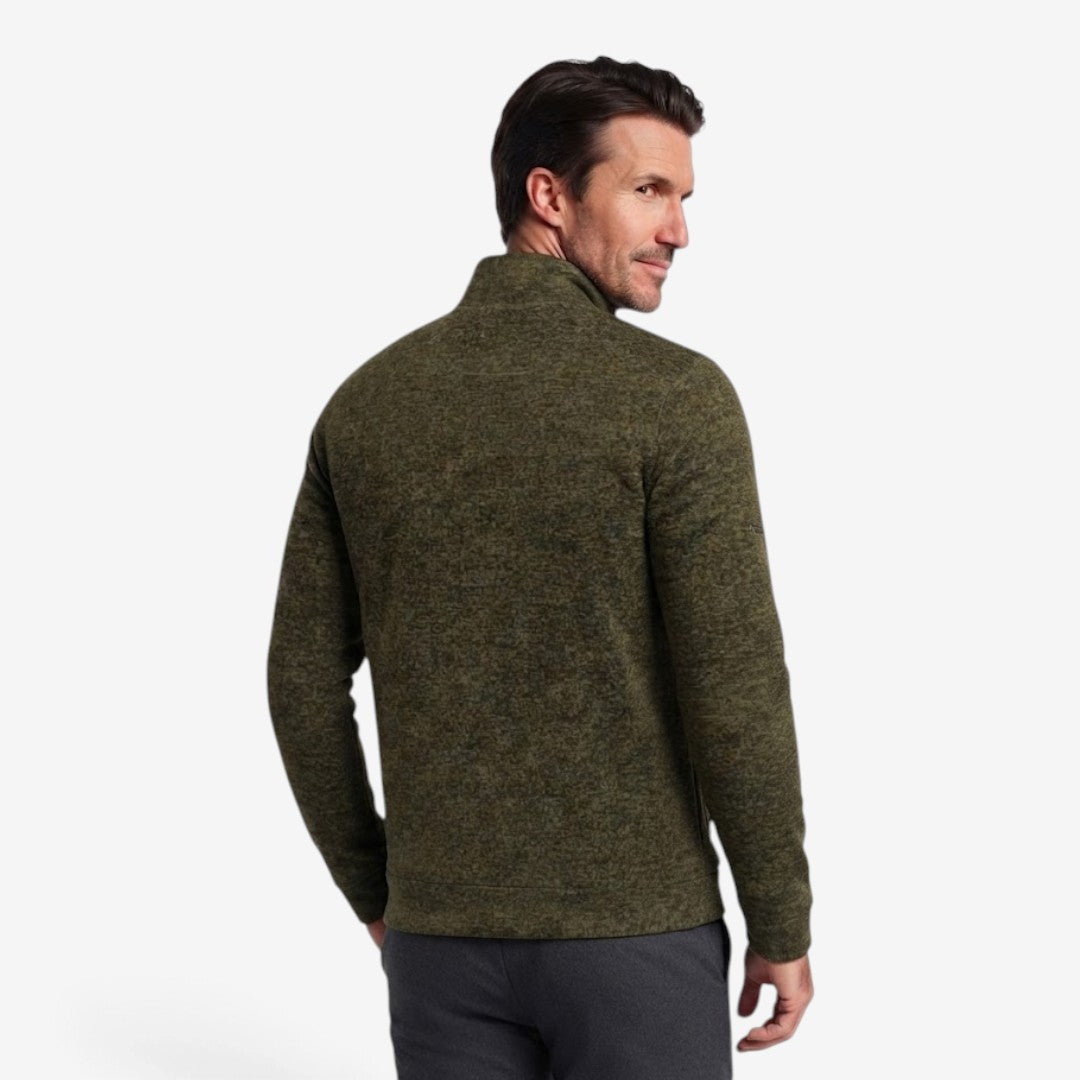 Slim-Fit Men's Knit Zip Jacket with High Neck and Zip Pockets