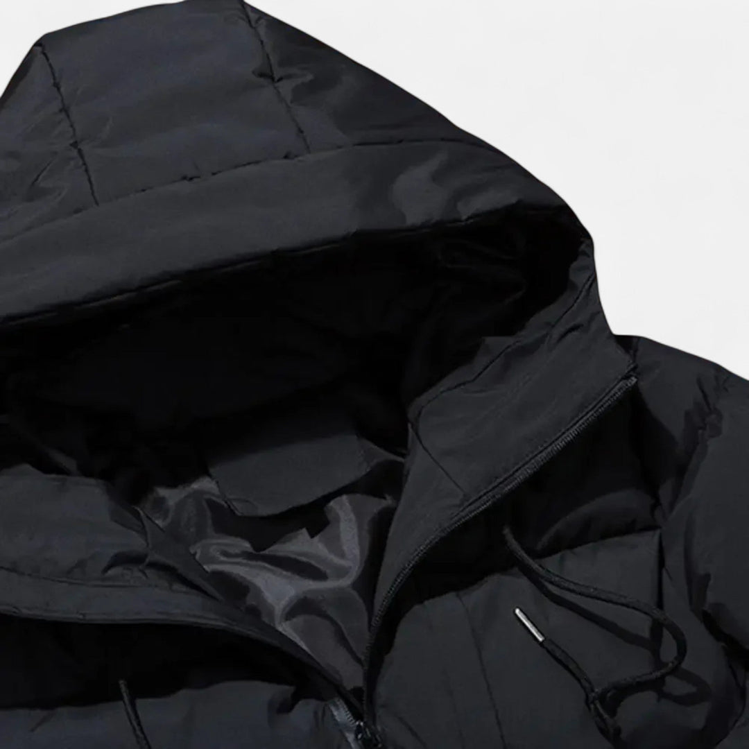 Warm Quilted Men's Hooded Down Jacket for Winter