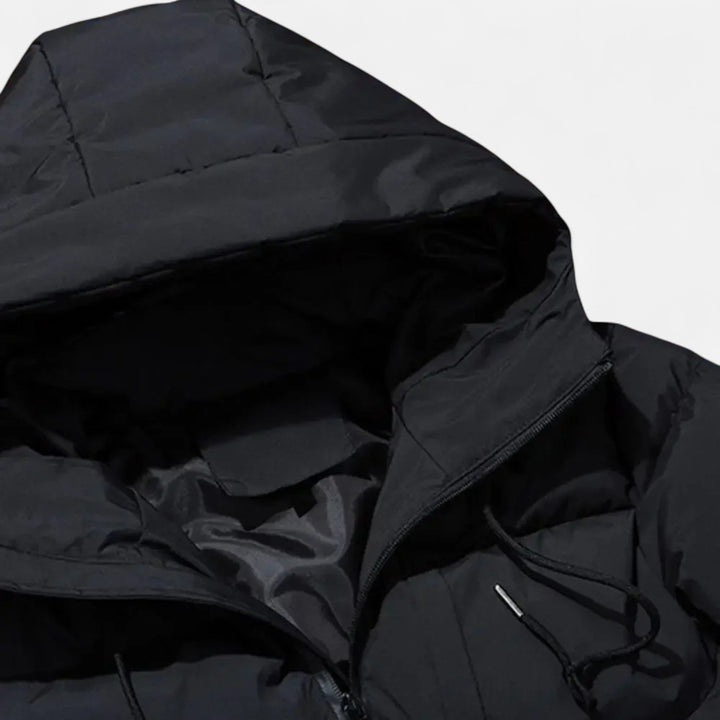 Warm Quilted Men's Hooded Down Jacket for Winter