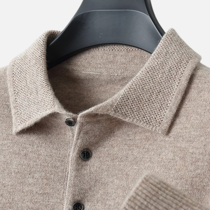 Elegant Men's Merino Wool Polo Sweater
