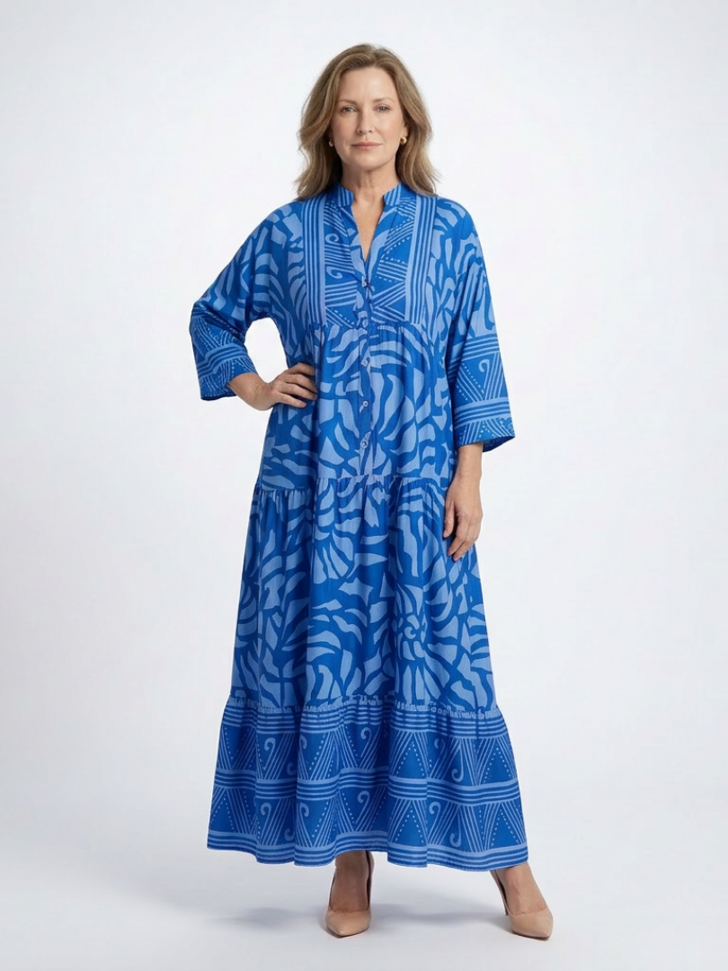 Elegant Breathable Women's Button Front Midi Dress