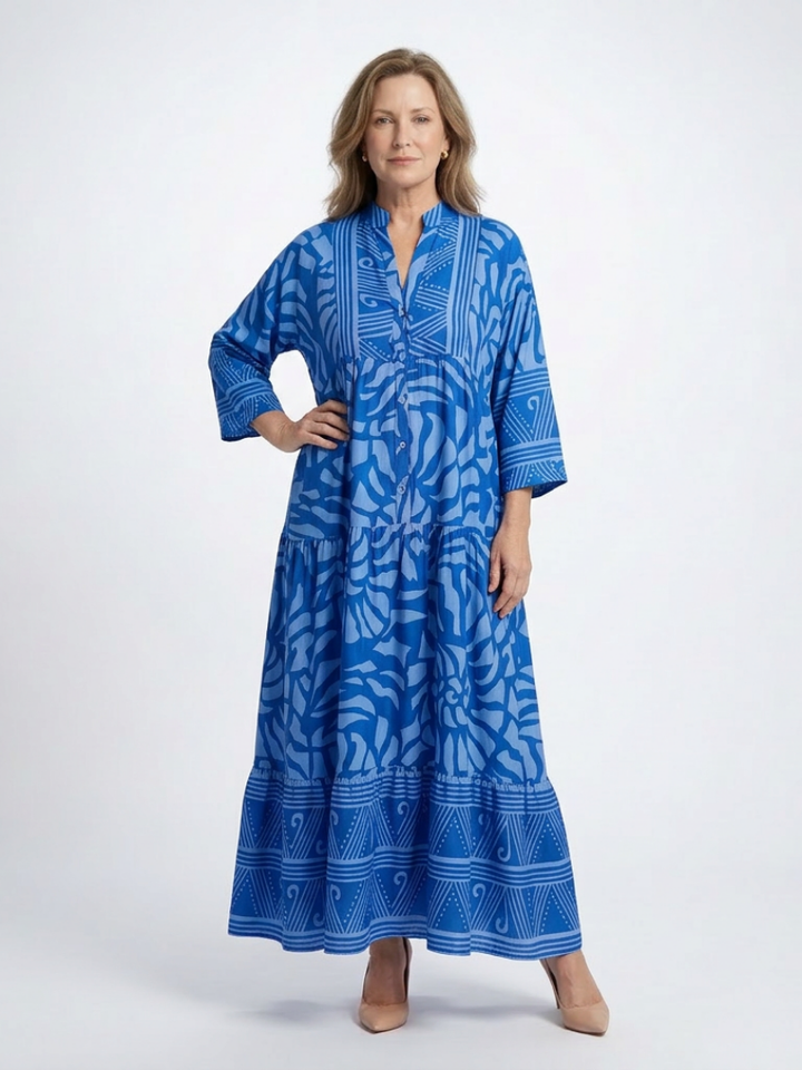 Elegant Breathable Women's Button Front Midi Dress