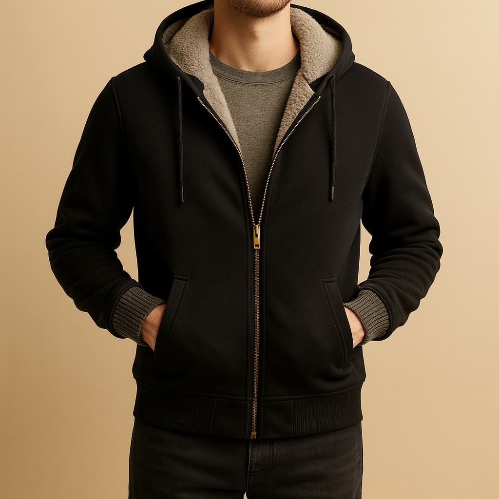 Warm Sherpa-Lined Men's Hooded Jacket