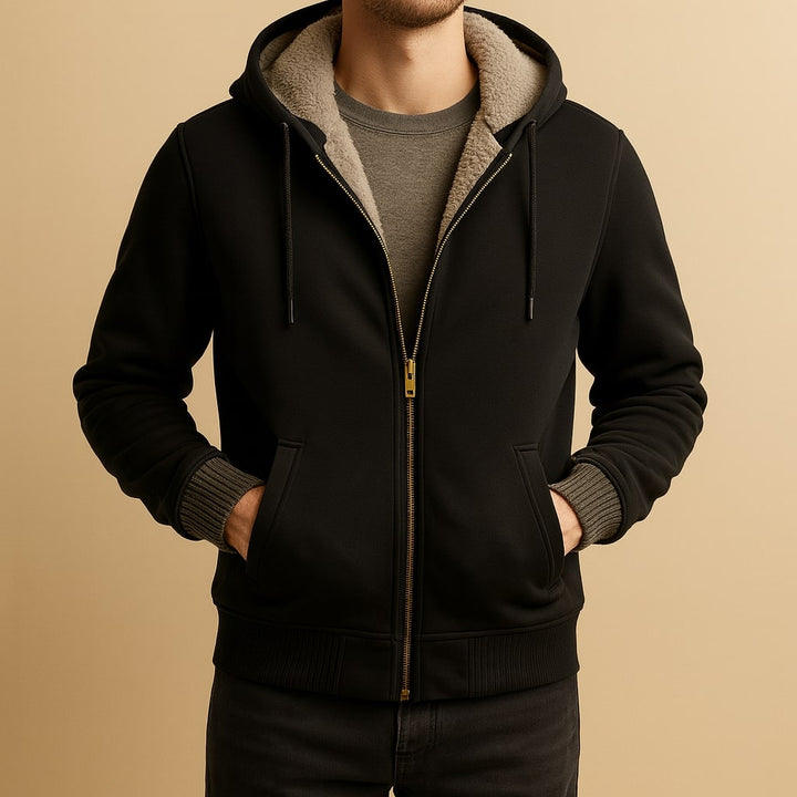 Warm Sherpa-Lined Men's Hooded Jacket