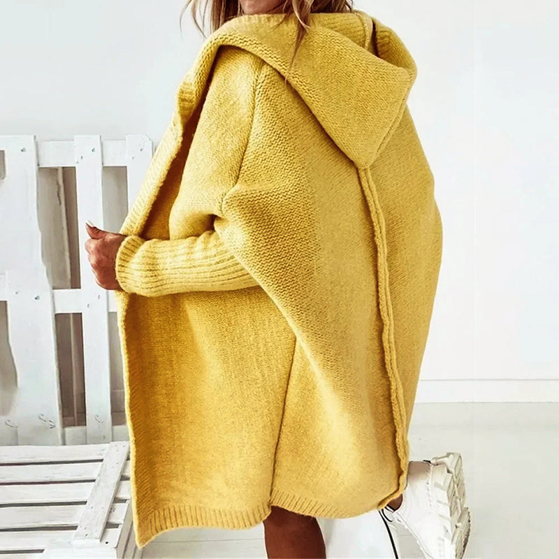 Women's SoftKnit Hooded Cardigan - Oversized Knee-Length Knit Jacket