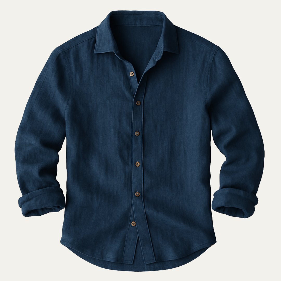 Classic Breathable Men's Long Sleeve Linen Shirt