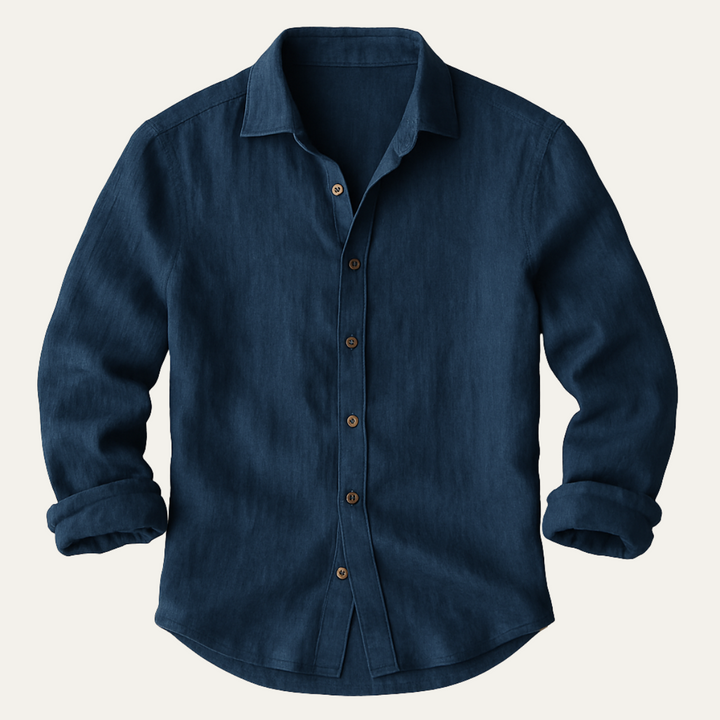 Classic Breathable Men's Long Sleeve Linen Shirt