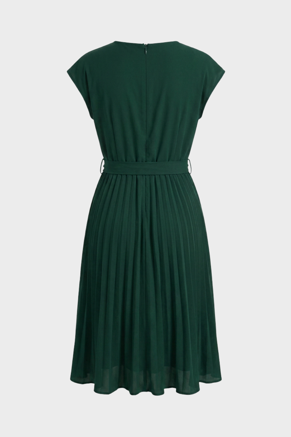 Elegant Belted Women's Pleated Midi Dress