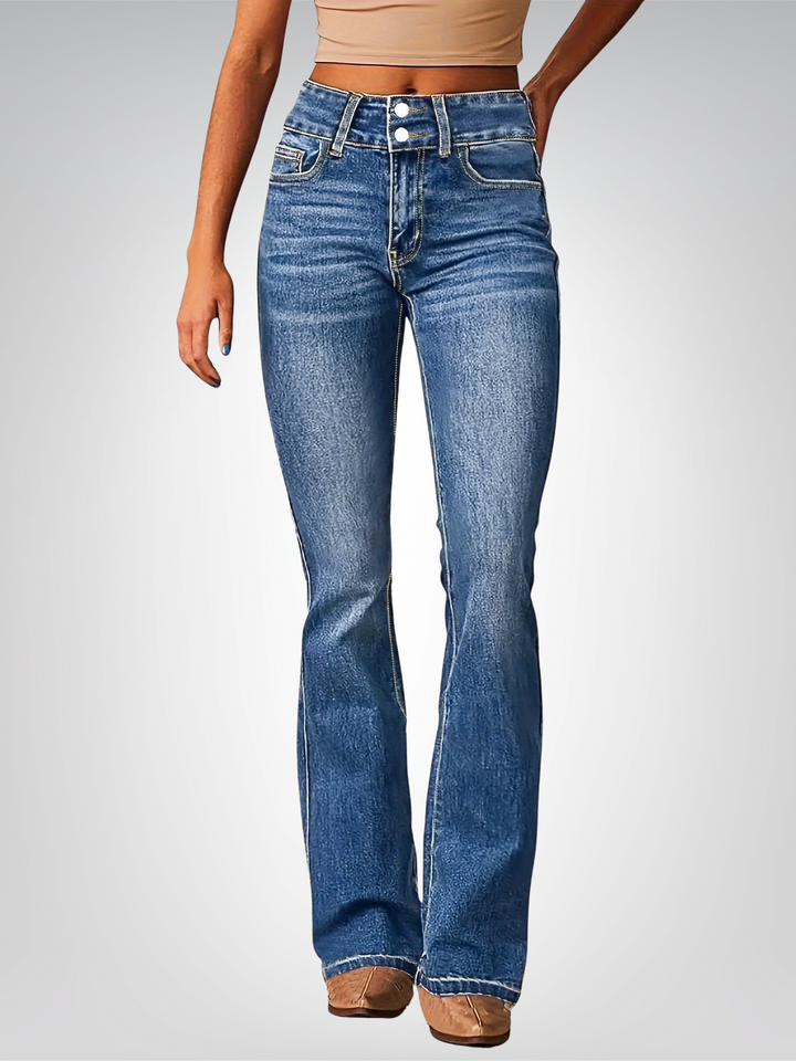 High-Waist Stretch Flare Jeans - Women's Figure-Flattering Jeans