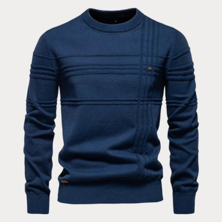 Patterned Crew Neck Sweater Men's Knit Pullover