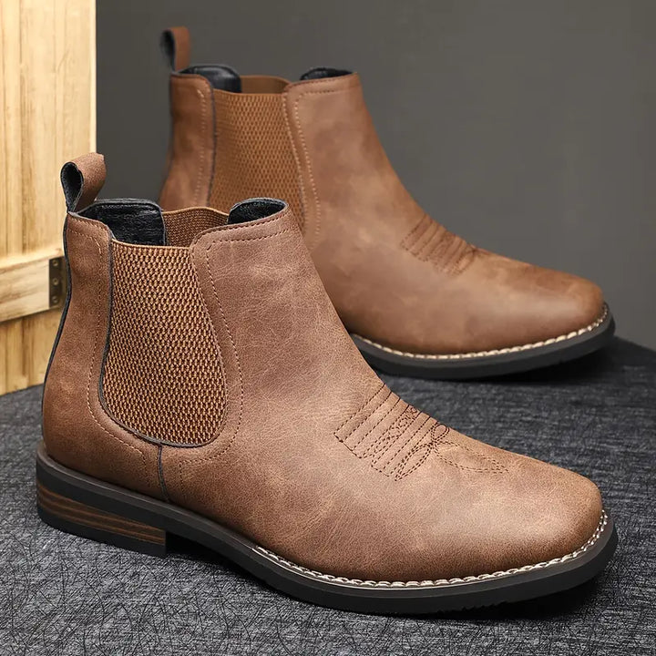 Rugged Men's Boots with Elastic Side Panels - Classic and Durable