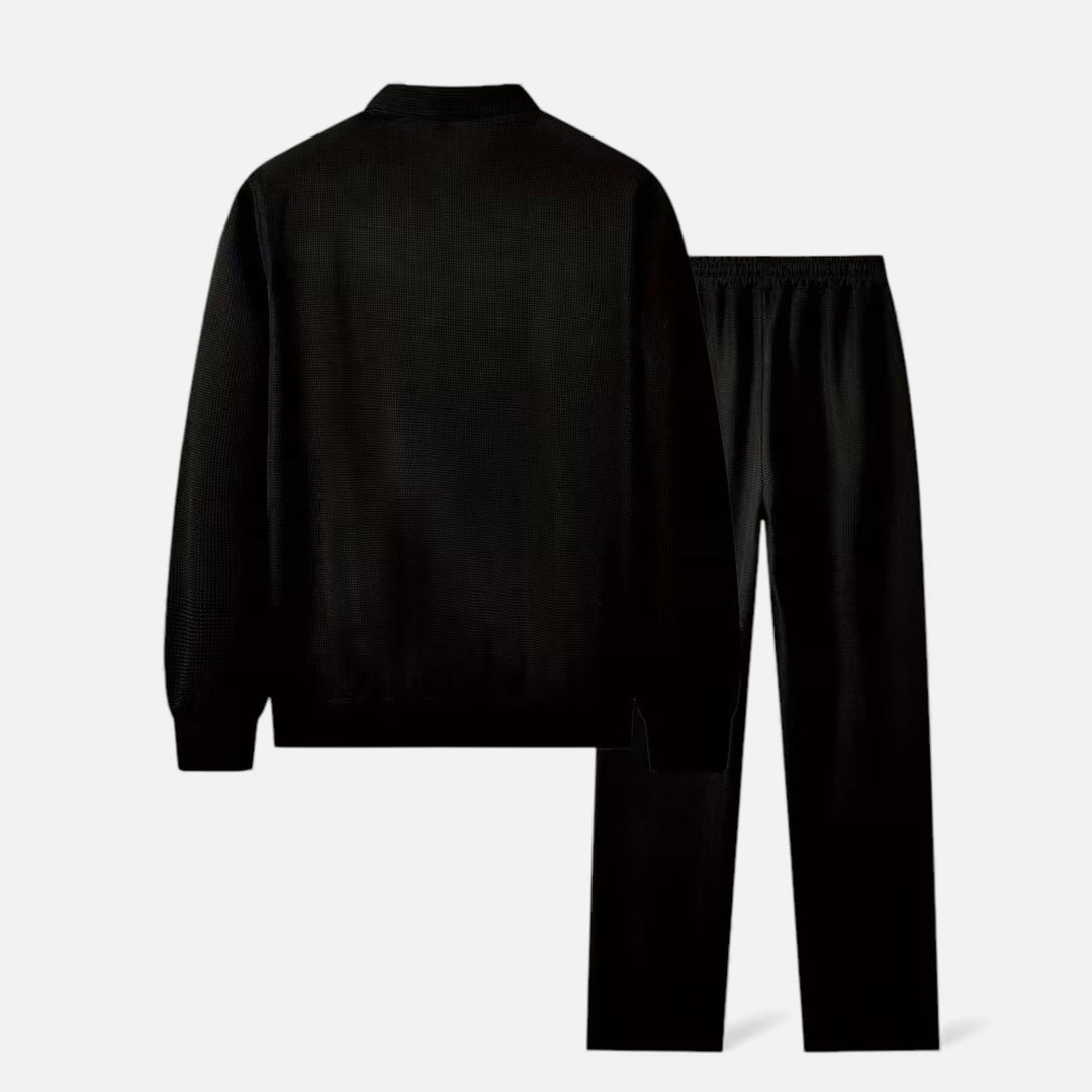 Two-Piece Waffle Knit Men's Casual Outfit