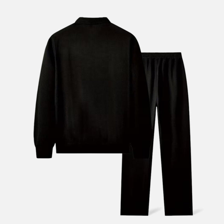Two-Piece Waffle Knit Men's Casual Outfit