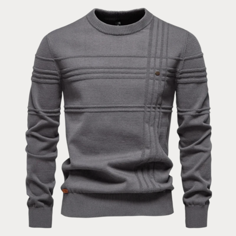 Patterned Crew Neck Sweater Men's Knit Pullover